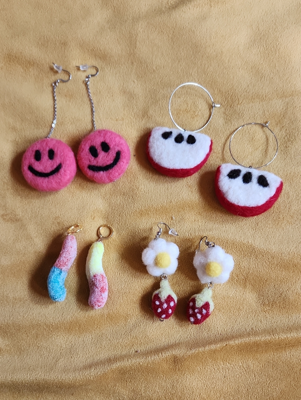 Handmade Felt Earrings Set- Fun And Kitschy